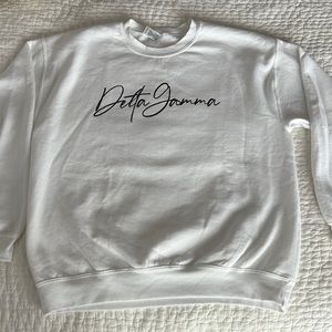 Delta Gamma white and black crew neck sweatshirt